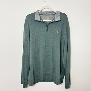 Polo Ralph Lauren Men’s Quarter Zip Pullover Sweater Size XL Green Soft